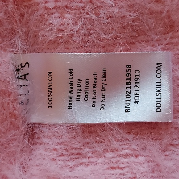 Dolls Kill dELiA*s Retro Kawaii Pink Red Fuzzy Heart Button Cropped Cardigan XXL - Picture 7 of 8